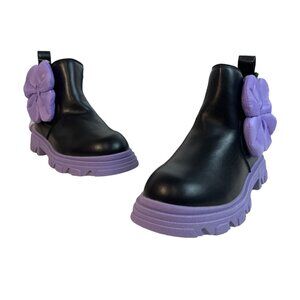 Dream Pairs Girls Side Zipper Chelsea Ankle Booties Purple Bow Knot Sz 1